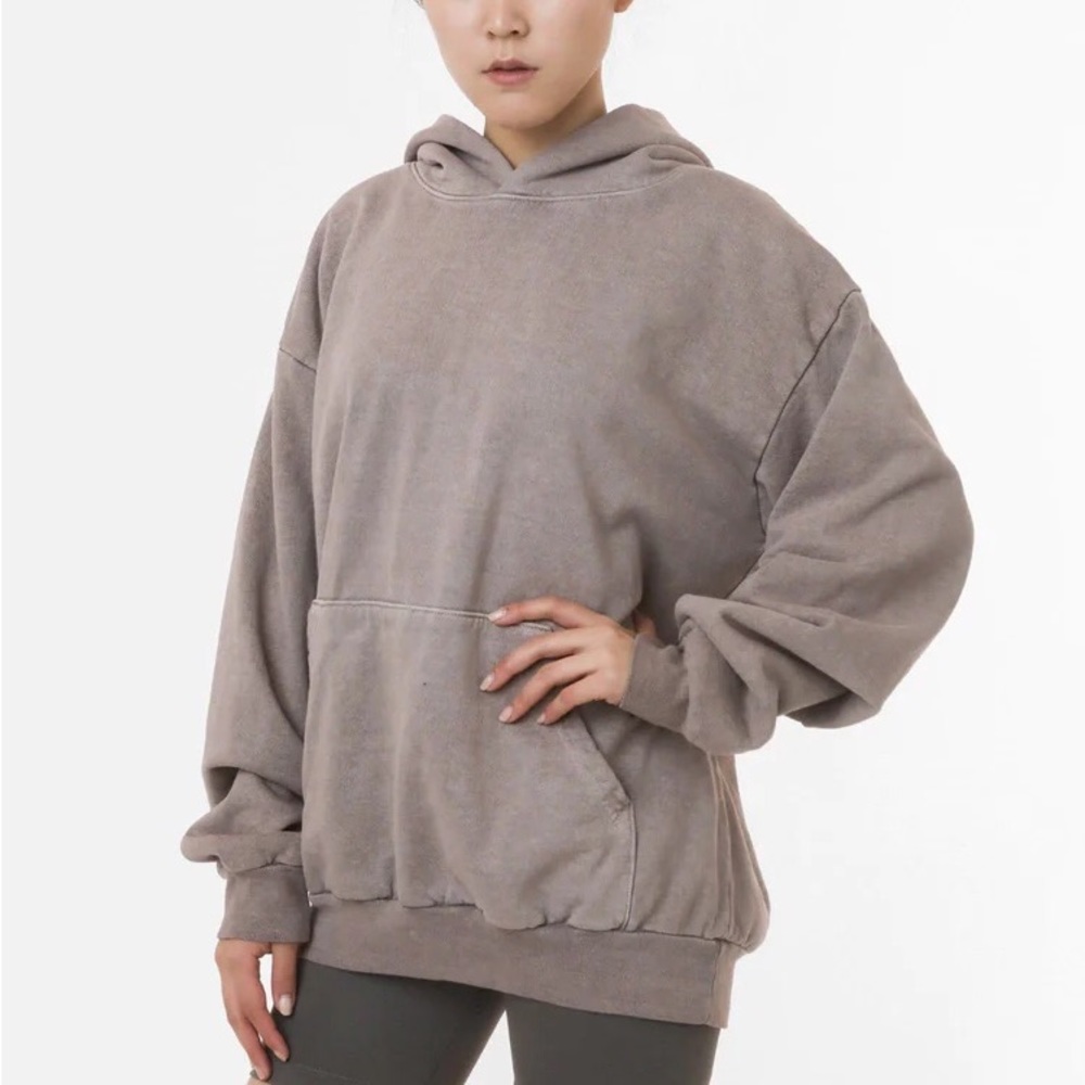 LOS ANGELES APPAREL GARMENT DYE 14OZ. HEAVY FLEECE HOODED PULLOVER SWEATSHIRT XS